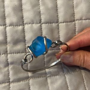 Atlantic Blue sea glass hook bracelet